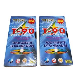 2 Packs of Topzone T-90 Extra High Grade VHS Video Cassette Tape Sealed